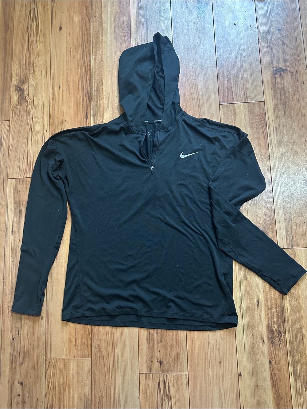 Nike Black Quarter-Zip Hooded Athletic Sweater